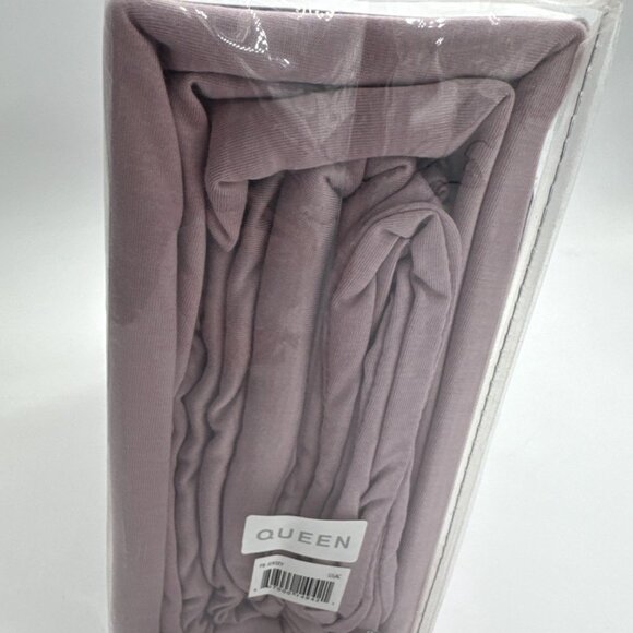 Pure Beech Jersey Knit Sheet Set QUEEN 100% Modal Lilac Soft 4 Piece Set NEW - Picture 11 of 11